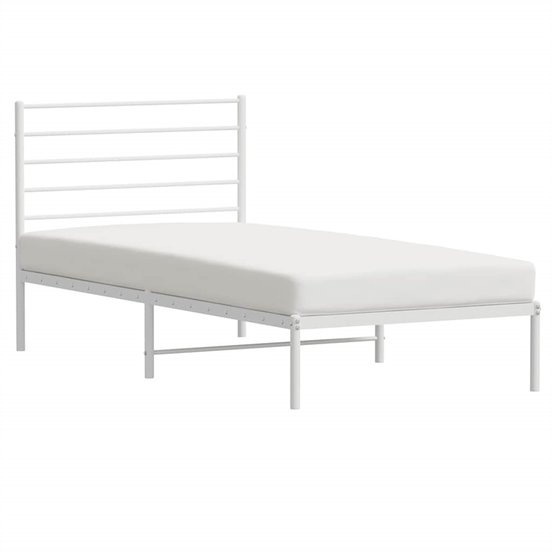 Bowery Hill Rectangular Powder-Coated Steel Twin Bed Frame in White