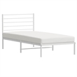 Bowery Hill Rectangular Powder-Coated Steel Twin Bed Frame in White