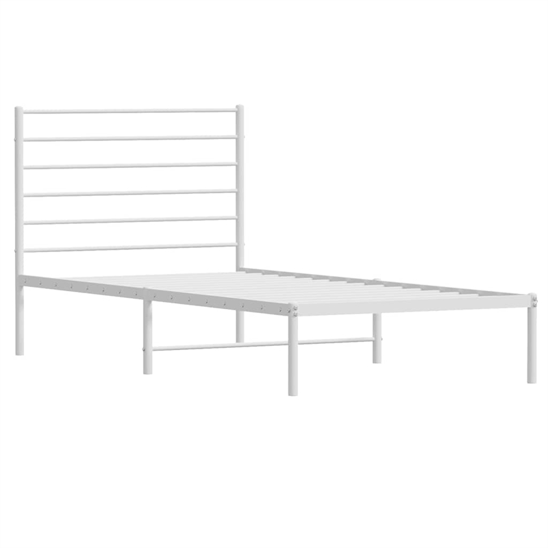 Bowery Hill Rectangular Powder-Coated Steel Twin Bed Frame in White