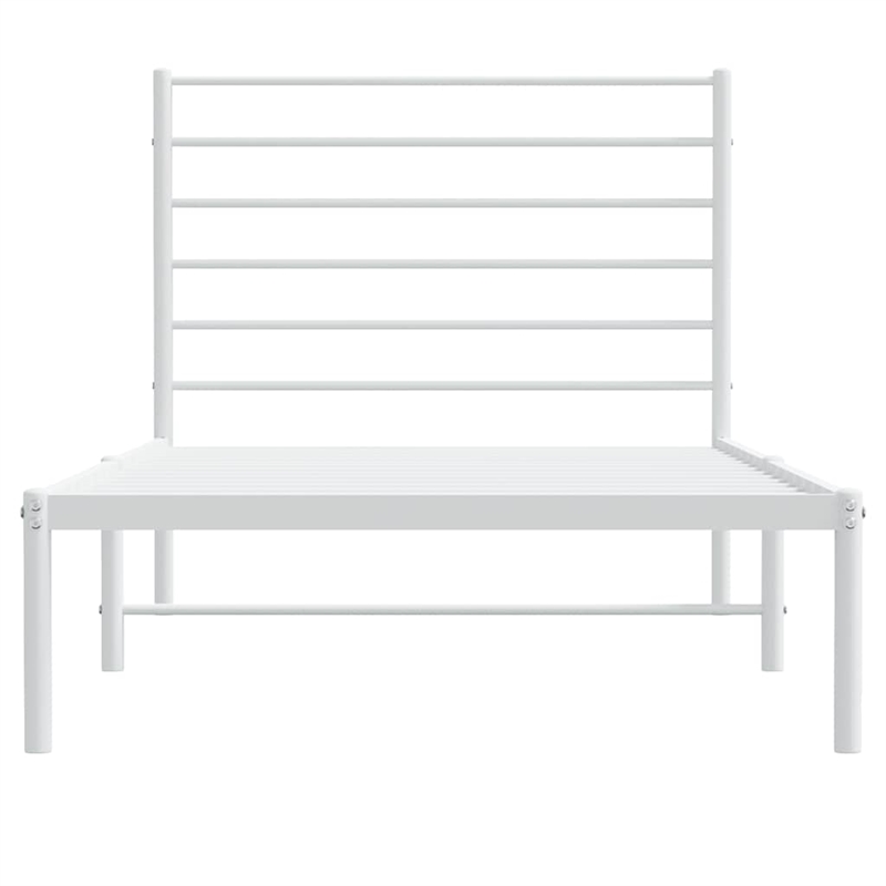 Bowery Hill Rectangular Powder-Coated Steel Twin Bed Frame in White
