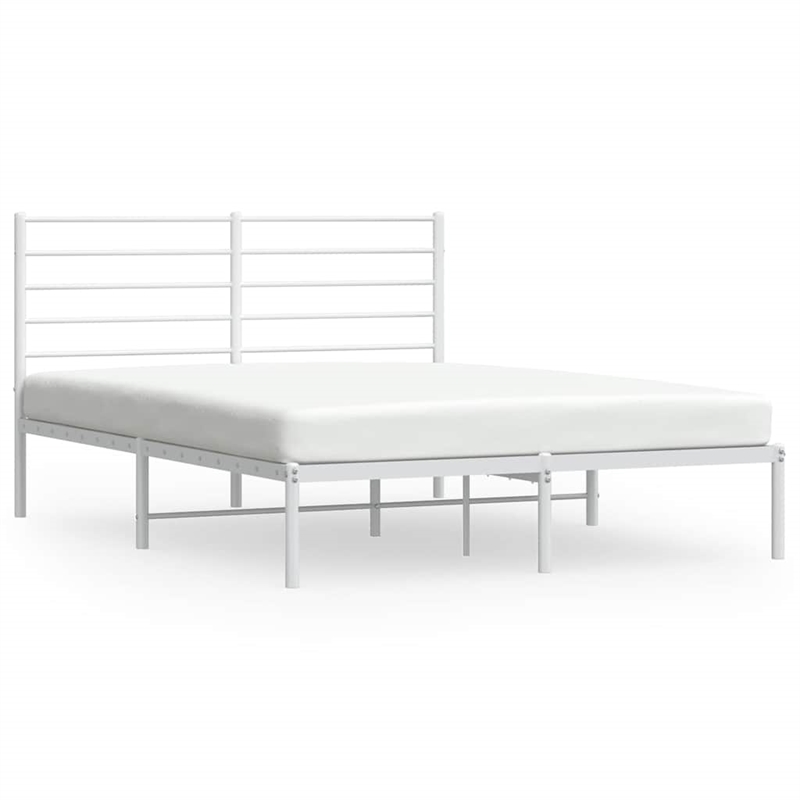 Bowery Hill Rectangular Powder-Coated Steel Full Bed Frame in White