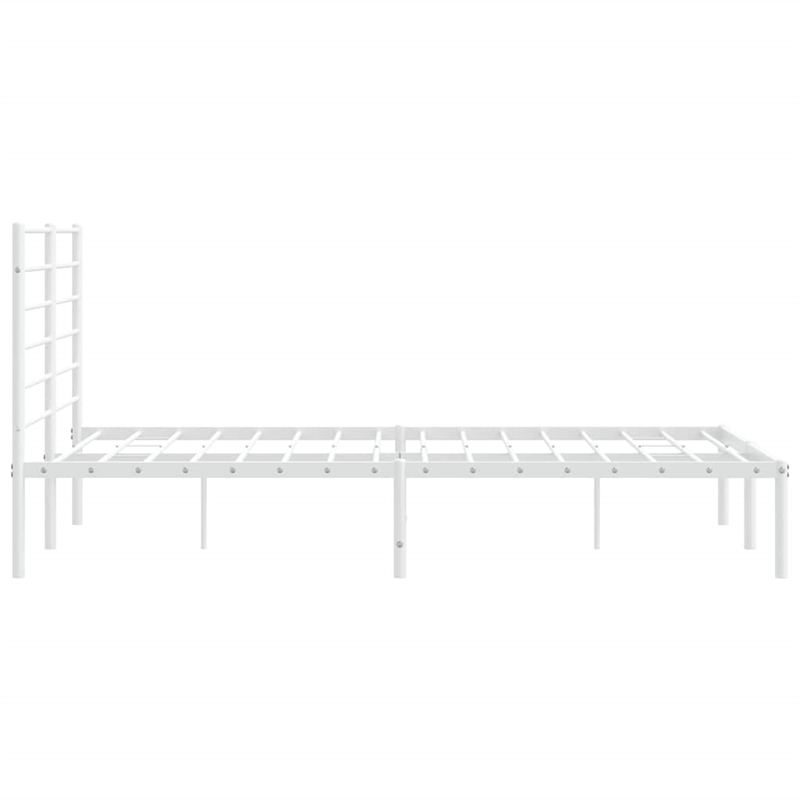 Bowery Hill Rectangular Powder-Coated Steel Full Bed Frame in White