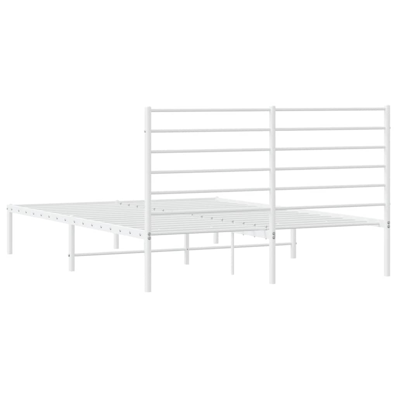 Bowery Hill Rectangular Powder-Coated Steel Full Bed Frame in White