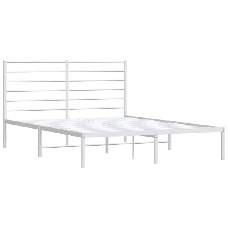Bowery Hill Rectangular Powder-Coated Steel Full Bed Frame in White
