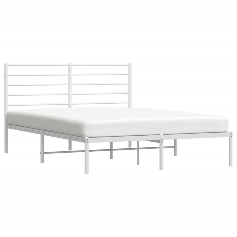 Bowery Hill Rectangular Powder-Coated Steel Full Bed Frame in White
