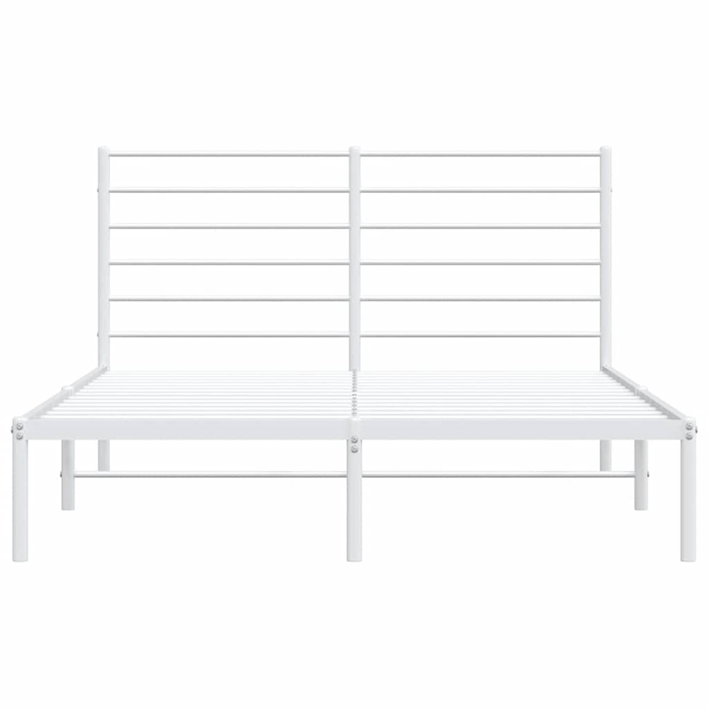 Bowery Hill Rectangular Powder-Coated Steel Full Bed Frame in White