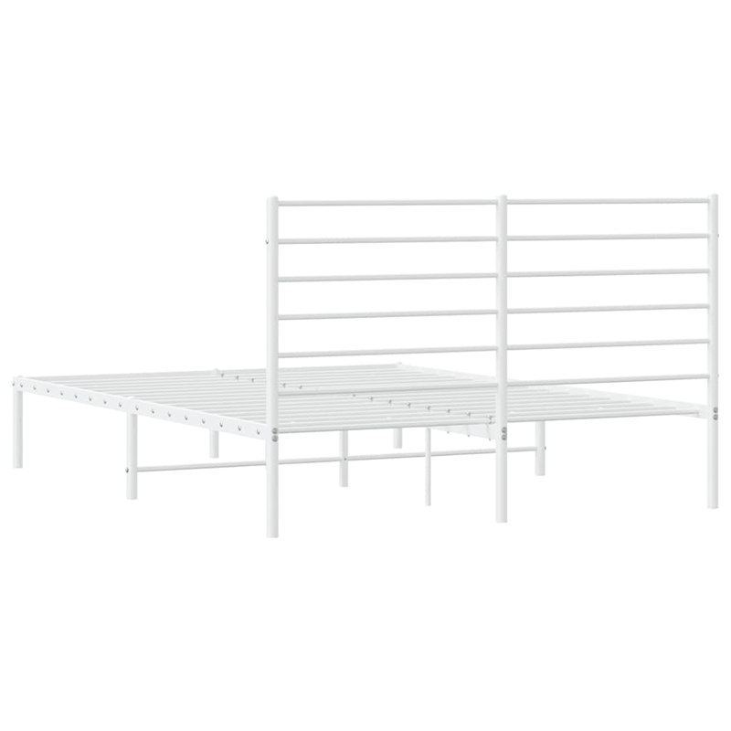 Bowery Hill Rectangular Powder-Coated Steel Full Bed Frame in White
