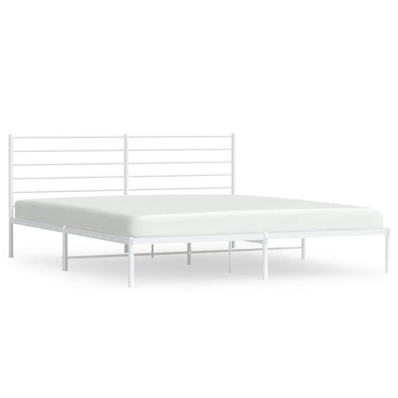 Bowery Hill Rectangular Powder-Coated Steel Full Bed Frame in White