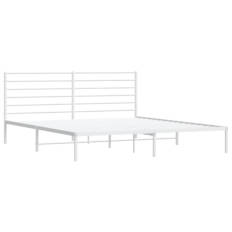 Bowery Hill Rectangular Powder-Coated Steel Full Bed Frame in White