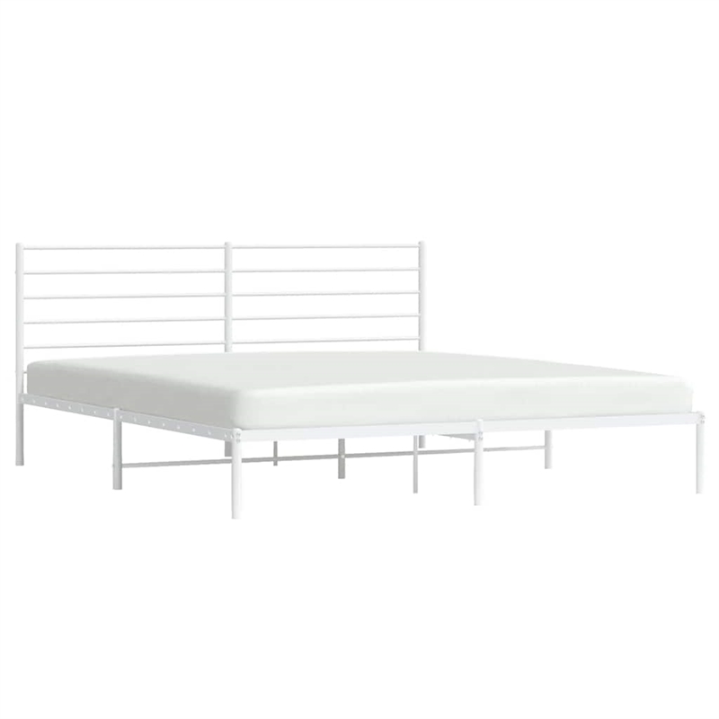 Bowery Hill Rectangular Powder-Coated Steel Full Bed Frame in White