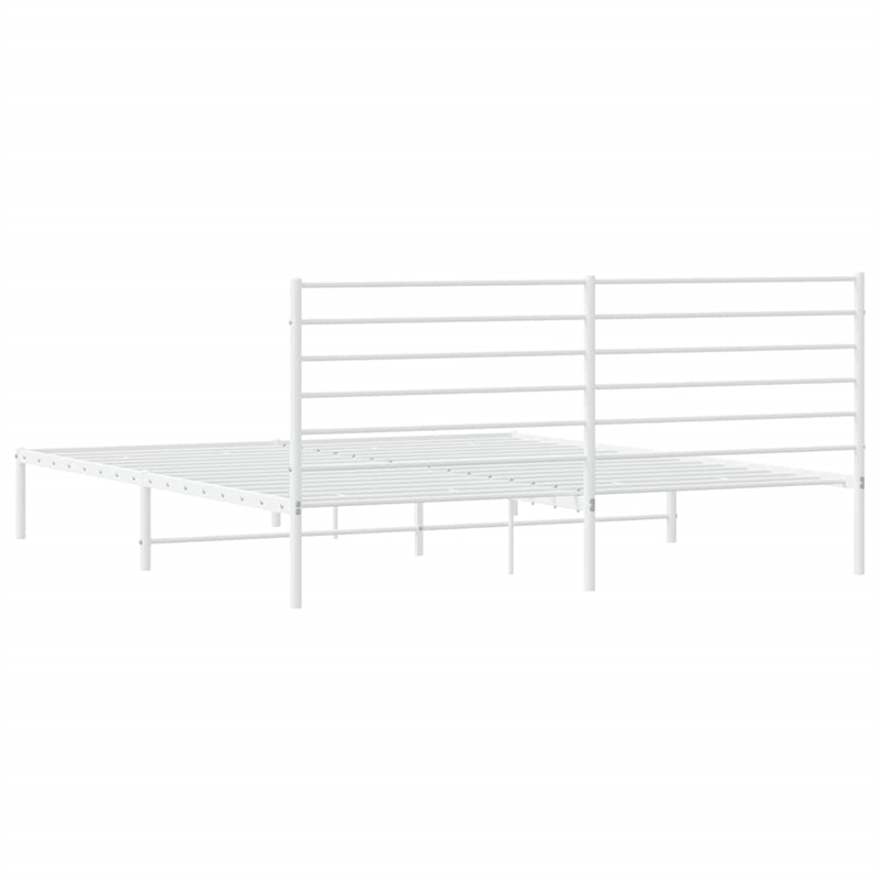 Bowery Hill Rectangular Powder-Coated Steel Full Bed Frame in White