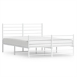 Bowery Hill Rectangular Powder-Coated Steel Full Bed Frame in White