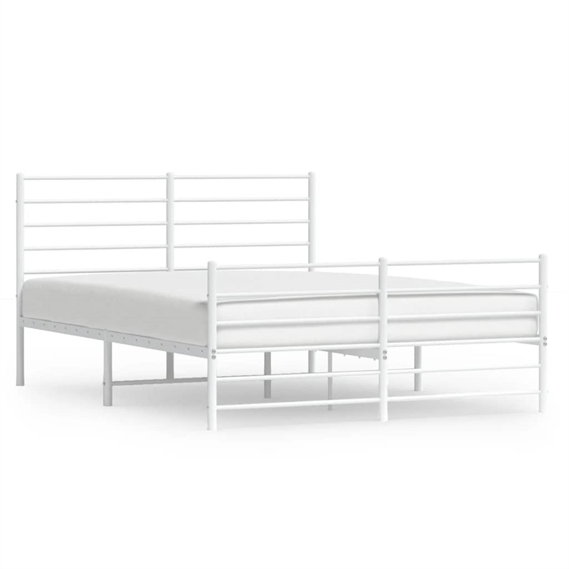Bowery Hill Rectangular Powder-Coated Steel Full Bed Frame in White