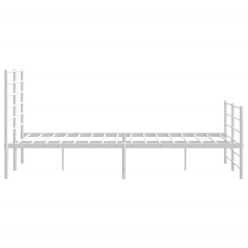 Bowery Hill Rectangular Powder-Coated Steel Full Bed Frame in White