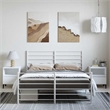 Bowery Hill Rectangular Powder-Coated Steel Full Bed Frame in White