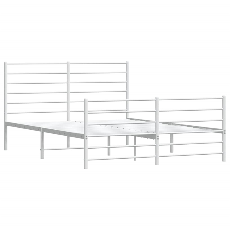 Bowery Hill Rectangular Powder-Coated Steel Full Bed Frame in White