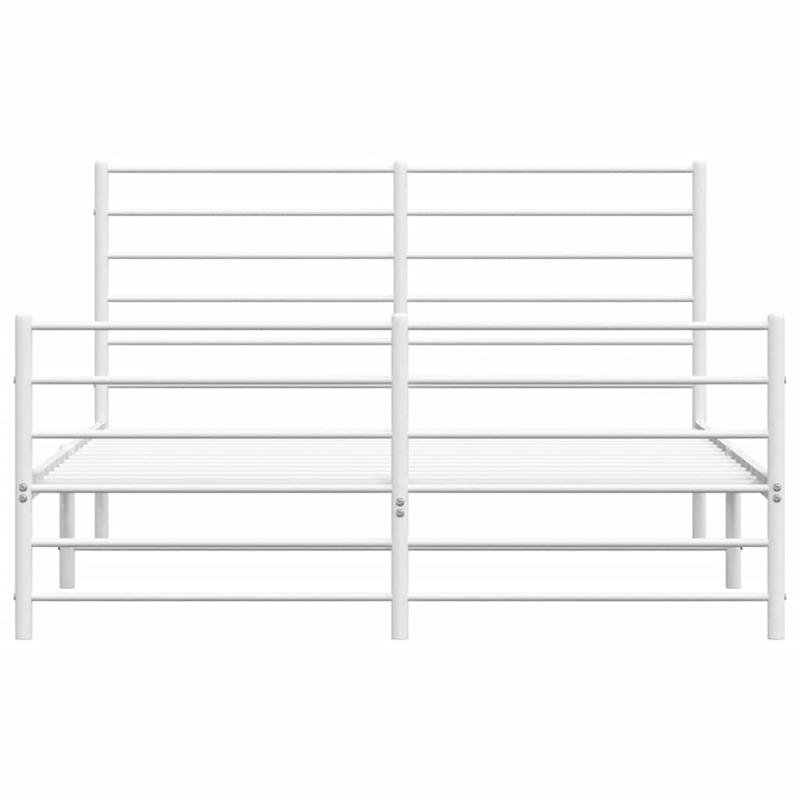 Bowery Hill Rectangular Powder-Coated Steel Full Bed Frame in White