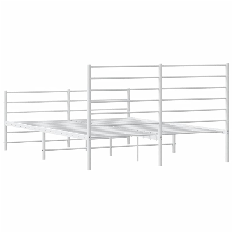 Bowery Hill Rectangular Powder-Coated Steel Full Bed Frame in White