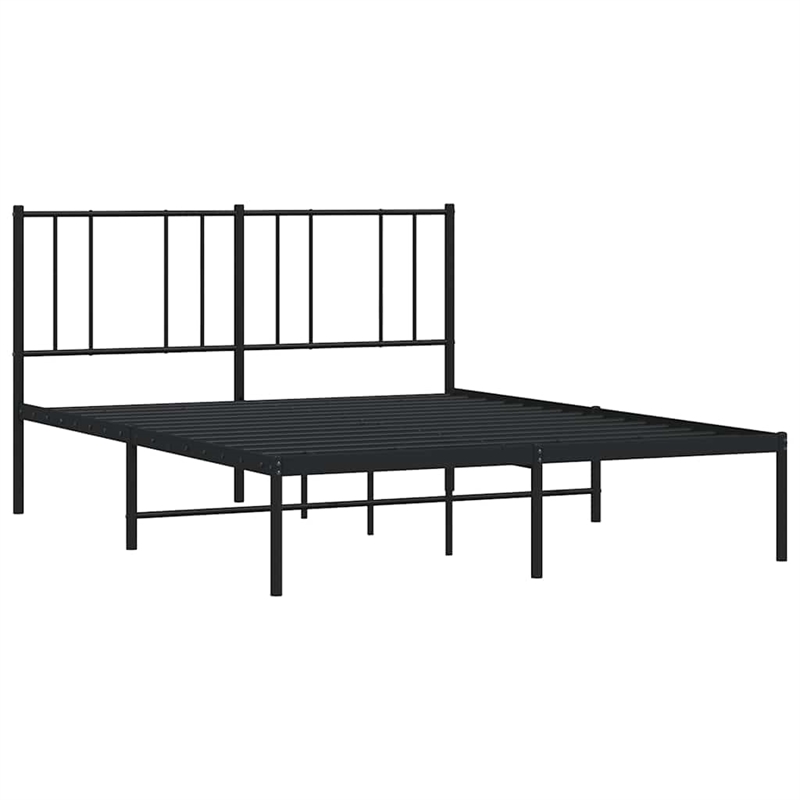 Bowery Hill Rectangular Powder-Coated Steel Full Bed Frame in Black