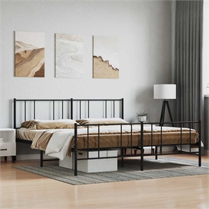 Bowery Hill Contemporary 76 x 80 Powder-Coated Steel Bed Frame in Black