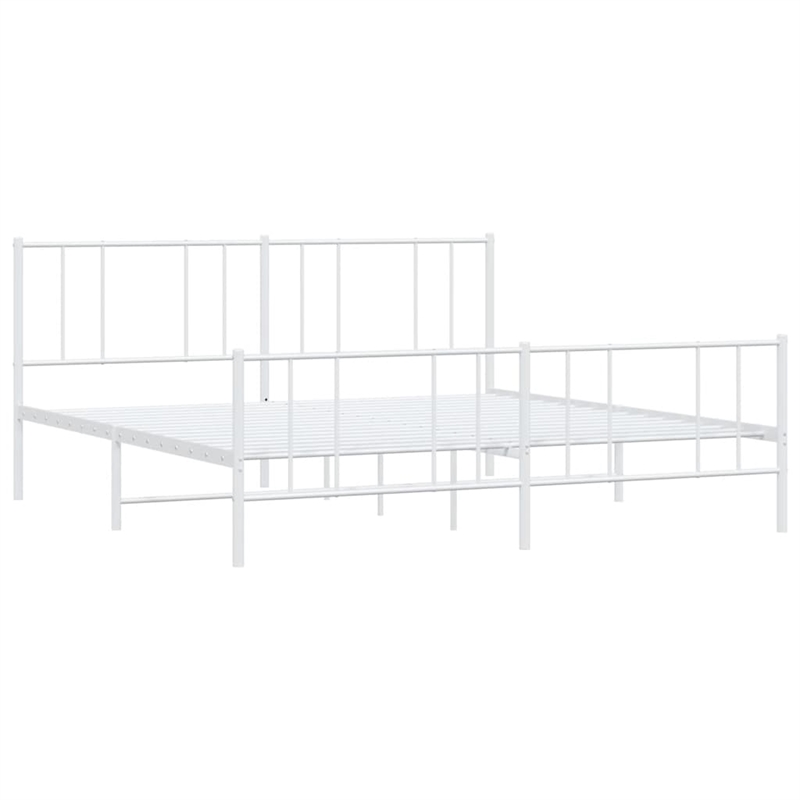 Bowery Hill Rectangular Powder-Coated Steel Full Bed Frame in White