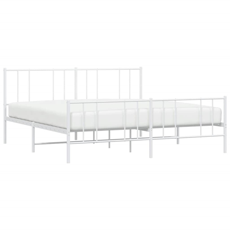 Bowery Hill Rectangular Powder-Coated Steel Full Bed Frame in White