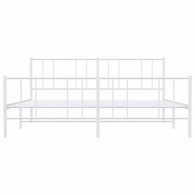 Bowery Hill Rectangular Powder-Coated Steel Full Bed Frame in White