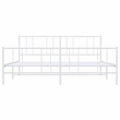 Bowery Hill Rectangular Powder-Coated Steel Full Bed Frame in White