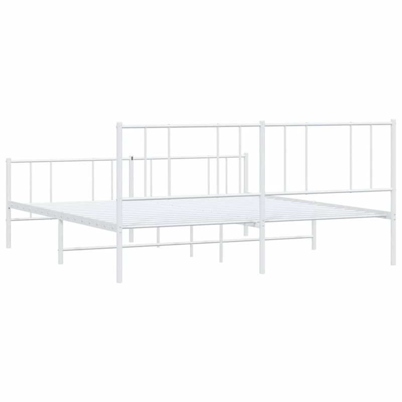 Bowery Hill Rectangular Powder-Coated Steel Full Bed Frame in White