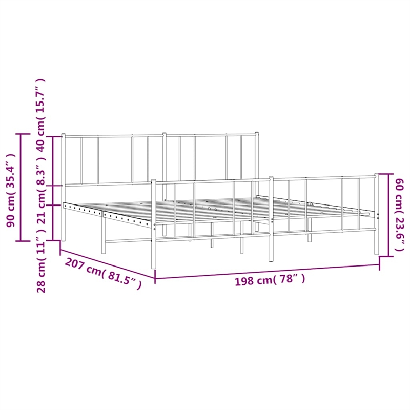 Bowery Hill Rectangular Powder-Coated Steel Full Bed Frame in White