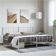 Bowery Hill Rectangular Powder-Coated Steel Full Bed Frame in White