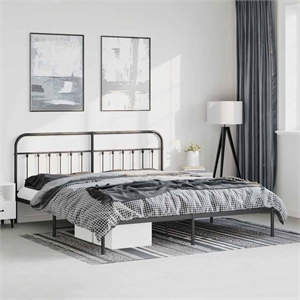 Bowery Hill Rectangular 76.0 x 80.0 Steel Bed Frame in Black
