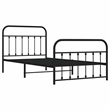 Bowery Hill Contemporary Powder-Coated Steel Single Bed Frame in Black