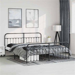 Bowery Hill 72 x 83.9 Powder-Coated Steel Bed Frame in Black