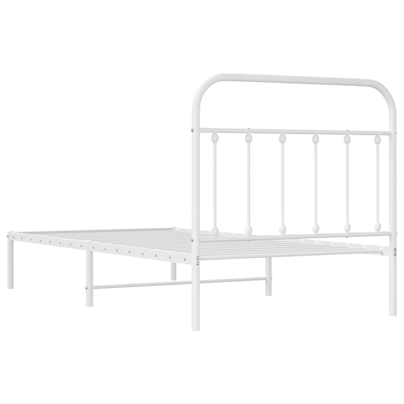 Bowery Hill Rectangular Powder-Coated Steel Twin Bed Frame in White