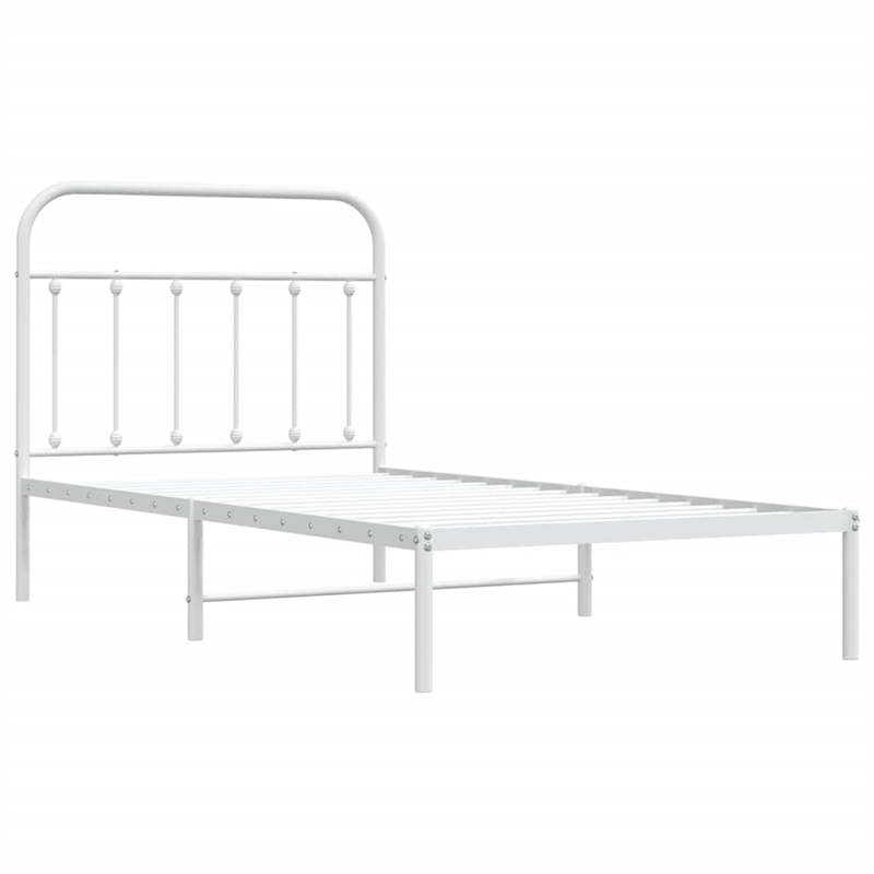 Bowery Hill Rectangular Powder-Coated Steel Twin Bed Frame in White