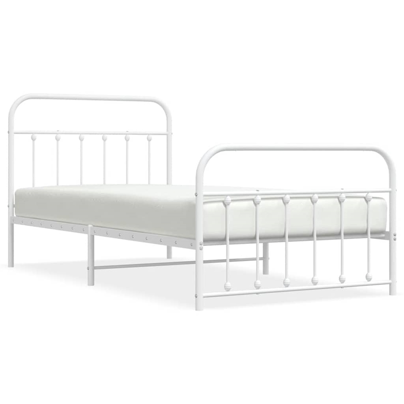 Bowery Hill Contemporary Powder-Coated Steel Single Bed Frame in White