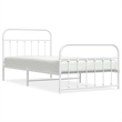 Bowery Hill Contemporary Powder-Coated Steel Single Bed Frame in White