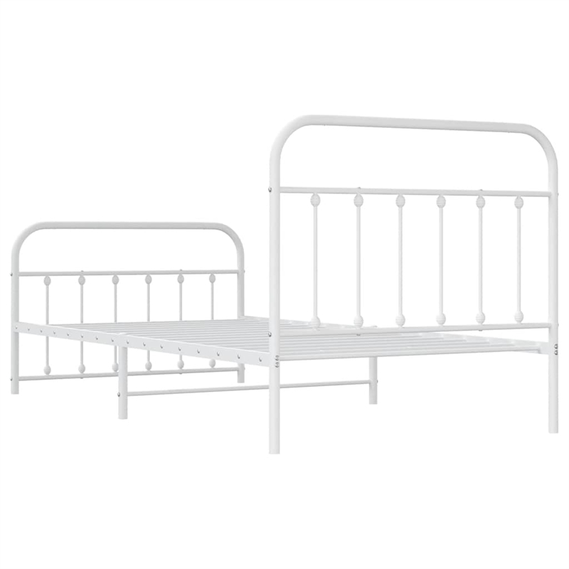 Bowery Hill Contemporary Powder-Coated Steel Single Bed Frame in White