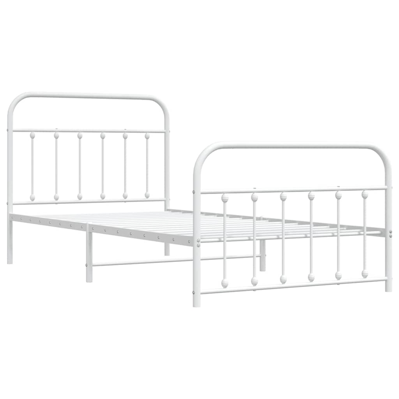 Bowery Hill Contemporary Powder-Coated Steel Single Bed Frame in White