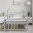 Bowery Hill Contemporary Powder-Coated Steel Single Bed Frame in White