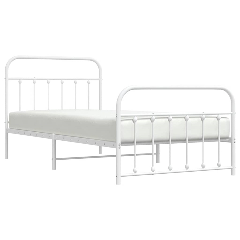 Bowery Hill Contemporary Powder-Coated Steel Single Bed Frame in White