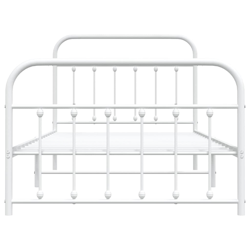 Bowery Hill Contemporary Powder-Coated Steel Single Bed Frame in White