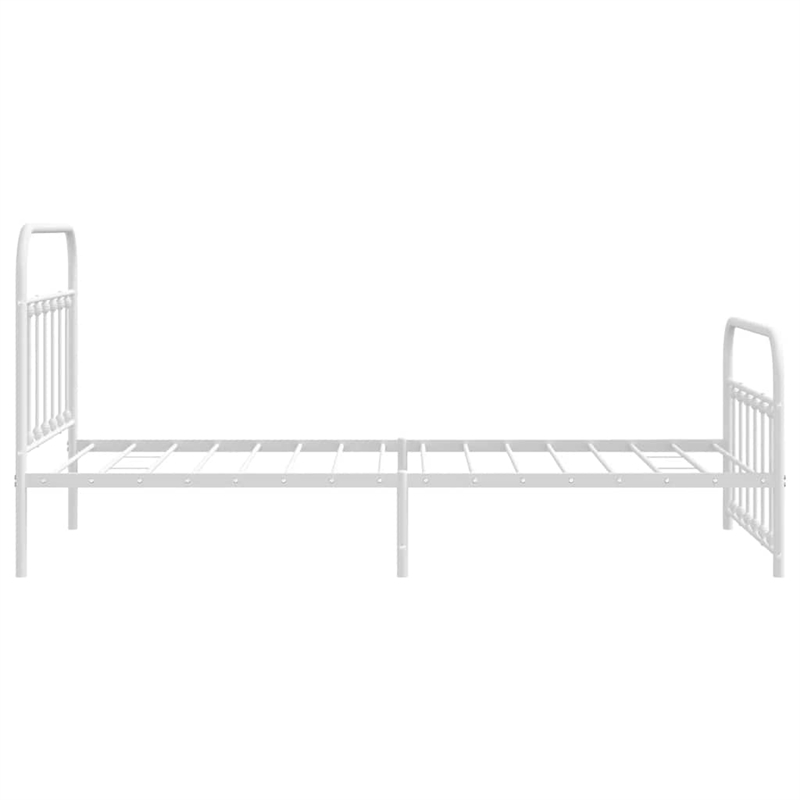 Bowery Hill Contemporary Powder-Coated Steel Single Bed Frame in White