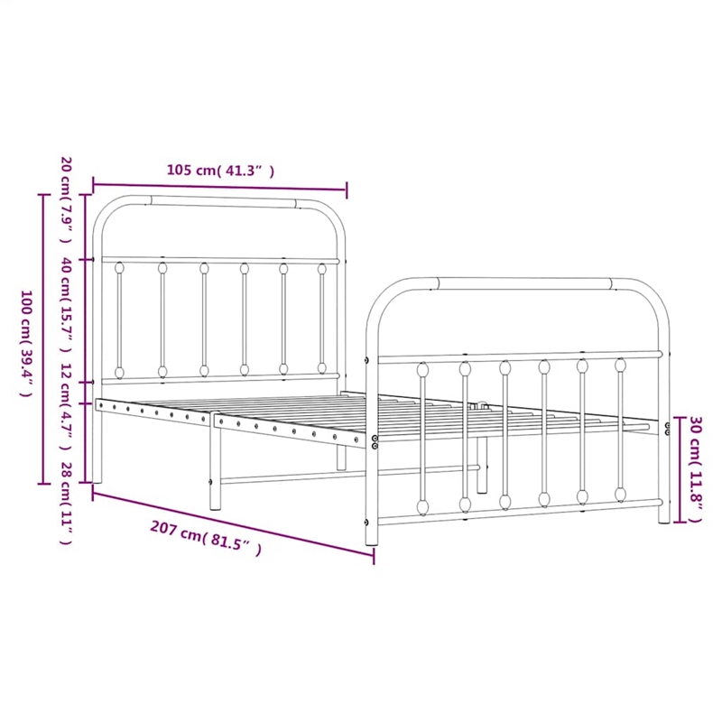Bowery Hill Contemporary Powder-Coated Steel Single Bed Frame in White