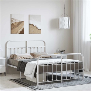 Bowery Hill Contemporary 59 x 79 Steel Durable Bed Frame in White