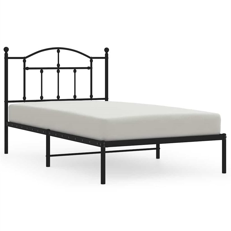 Bowery Hill Contemporary Powder-Coated Steel Single Bed Frame in Black