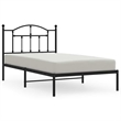 Bowery Hill Contemporary Powder-Coated Steel Single Bed Frame in Black