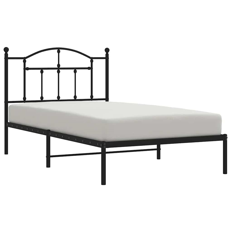 Bowery Hill Contemporary Powder-Coated Steel Single Bed Frame in Black