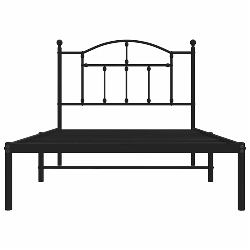 Bowery Hill Contemporary Powder-Coated Steel Single Bed Frame in Black